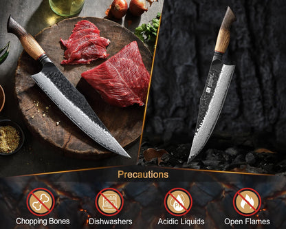 10 Inch Brisket Carving Knife，67-Layer Damascus Steel，Razor Sharp Curved Butcher Breaking Knives For Meat Cutting With White Oak + Red G10 Gasket Handle