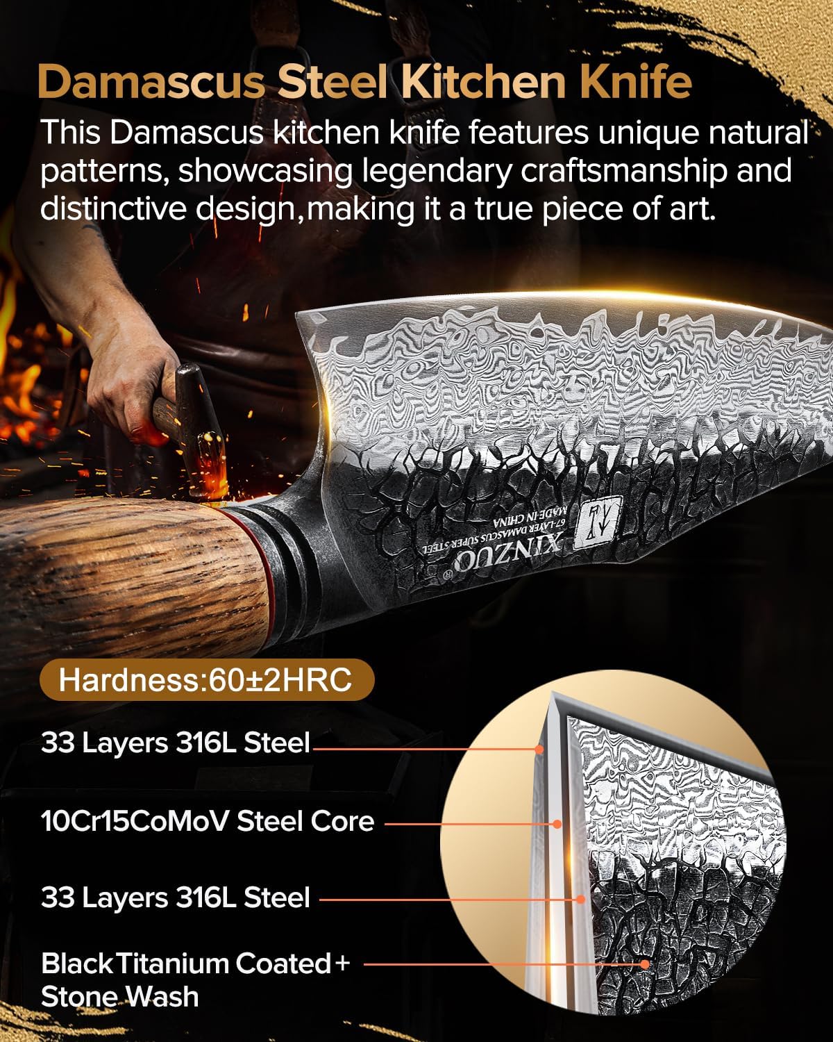 10 Inch Brisket Carving Knife，67-Layer Damascus Steel，Razor Sharp Curved Butcher Breaking Knives For Meat Cutting With White Oak + Red G10 Gasket Handle
