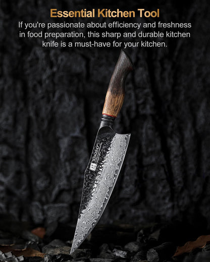 10 Inch Brisket Carving Knife，67-Layer Damascus Steel，Razor Sharp Curved Butcher Breaking Knives For Meat Cutting With White Oak + Red G10 Gasket Handle
