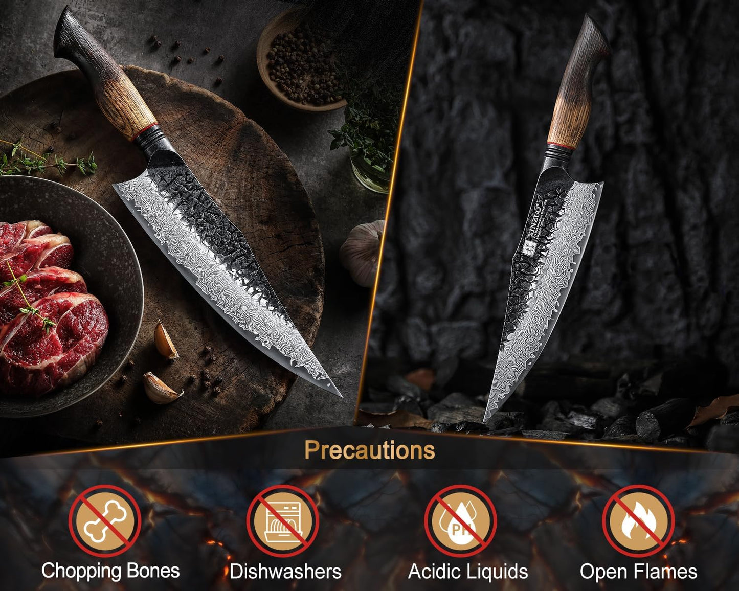10 Inch Brisket Carving Knife，67-Layer Damascus Steel，Razor Sharp Curved Butcher Breaking Knives For Meat Cutting With White Oak + Red G10 Gasket Handle