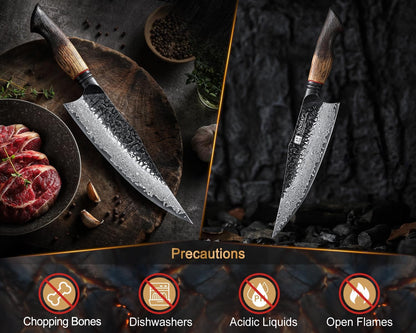 10 Inch Brisket Carving Knife，67-Layer Damascus Steel，Razor Sharp Curved Butcher Breaking Knives For Meat Cutting With White Oak + Red G10 Gasket Handle