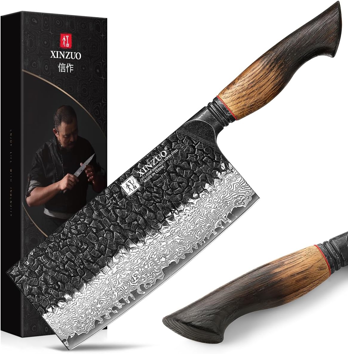 10 Inch Brisket Carving Knife，67-Layer Damascus Steel，Razor Sharp Curved Butcher Breaking Knives For Meat Cutting With White Oak + Red G10 Gasket Handle