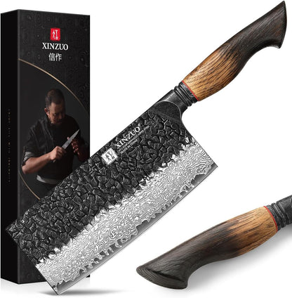 10 Inch Brisket Carving Knife，67-Layer Damascus Steel，Razor Sharp Curved Butcher Breaking Knives For Meat Cutting With White Oak + Red G10 Gasket Handle