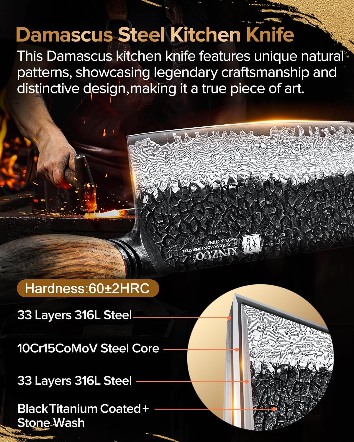 10 Inch Brisket Carving Knife，67-Layer Damascus Steel，Razor Sharp Curved Butcher Breaking Knives For Meat Cutting With White Oak + Red G10 Gasket Handle