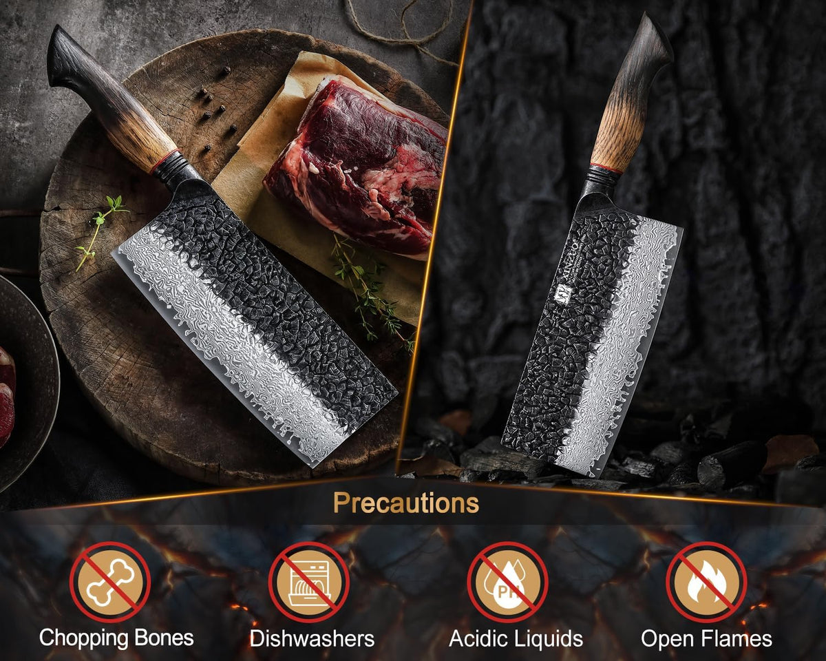 10 Inch Brisket Carving Knife，67-Layer Damascus Steel，Razor Sharp Curved Butcher Breaking Knives For Meat Cutting With White Oak + Red G10 Gasket Handle