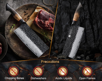 10 Inch Brisket Carving Knife，67-Layer Damascus Steel，Razor Sharp Curved Butcher Breaking Knives For Meat Cutting With White Oak + Red G10 Gasket Handle