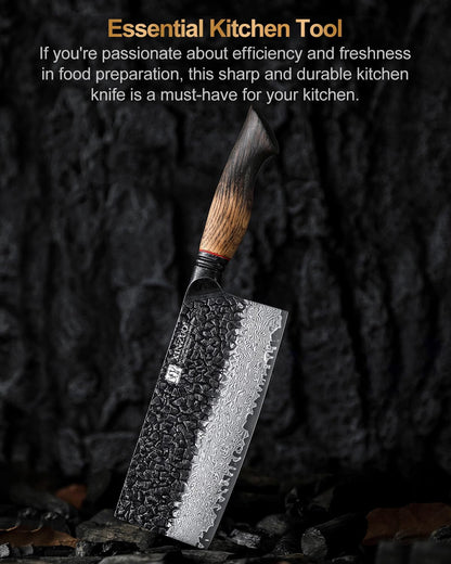 10 Inch Brisket Carving Knife，67-Layer Damascus Steel，Razor Sharp Curved Butcher Breaking Knives For Meat Cutting With White Oak + Red G10 Gasket Handle