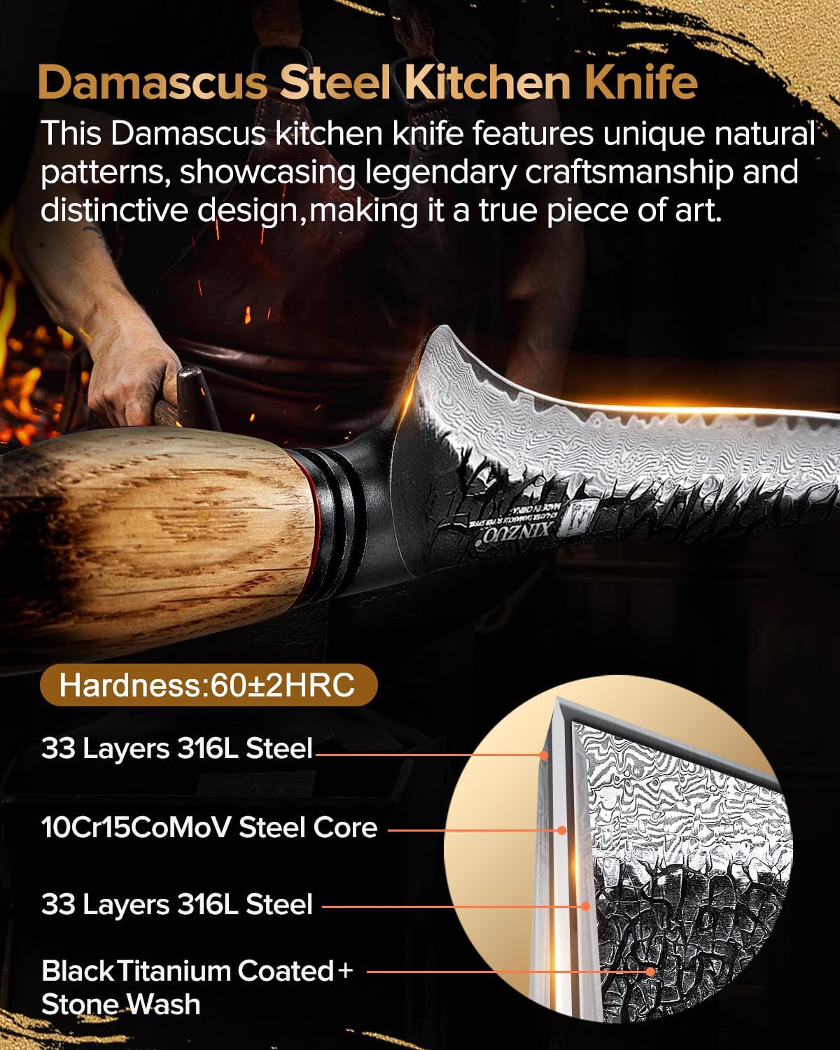 10 Inch Brisket Carving Knife，67-Layer Damascus Steel，Razor Sharp Curved Butcher Breaking Knives For Meat Cutting With White Oak + Red G10 Gasket Handle
