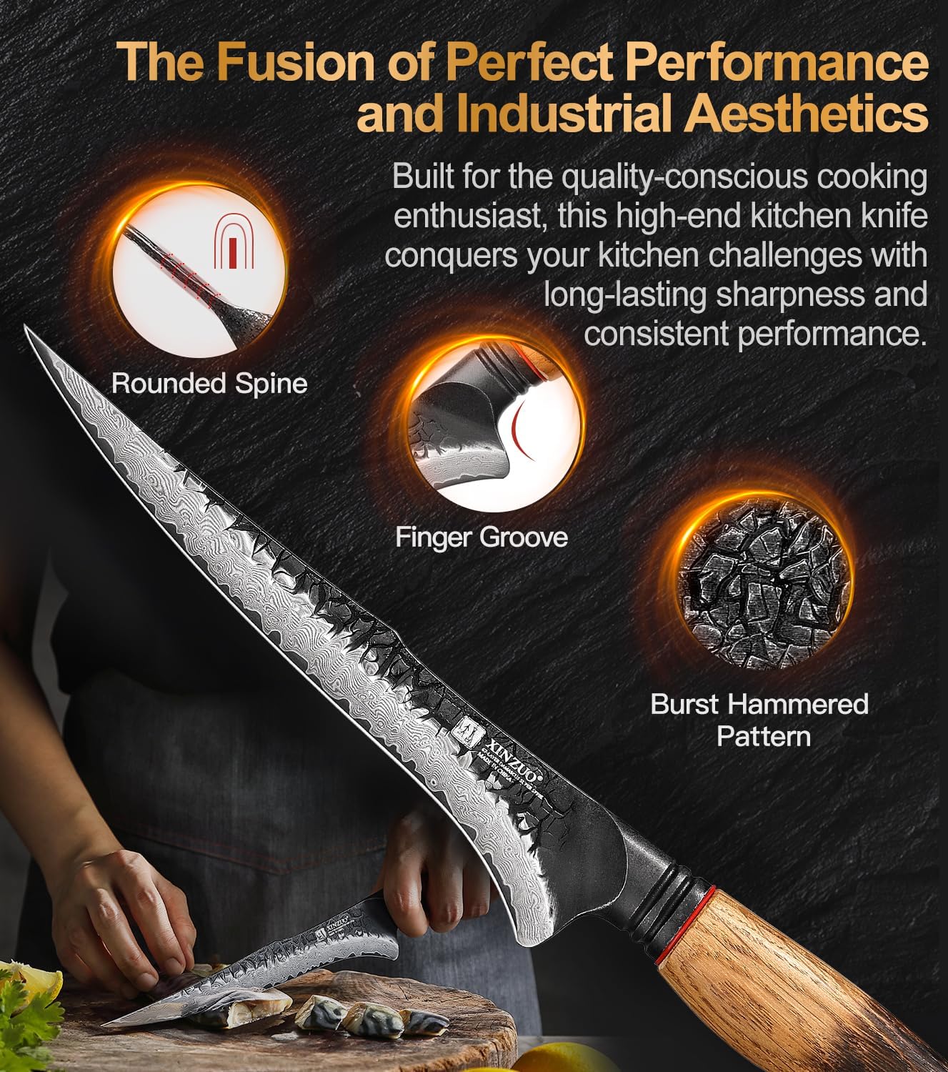 10 Inch Brisket Carving Knife，67-Layer Damascus Steel，Razor Sharp Curved Butcher Breaking Knives For Meat Cutting With White Oak + Red G10 Gasket Handle