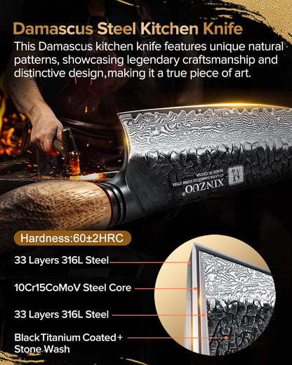 10 Inch Brisket Carving Knife，67-Layer Damascus Steel，Razor Sharp Curved Butcher Breaking Knives For Meat Cutting With White Oak + Red G10 Gasket Handle