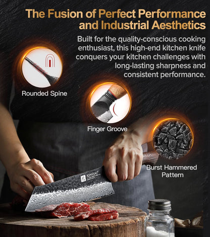 10 Inch Brisket Carving Knife，67-Layer Damascus Steel，Razor Sharp Curved Butcher Breaking Knives For Meat Cutting With White Oak + Red G10 Gasket Handle