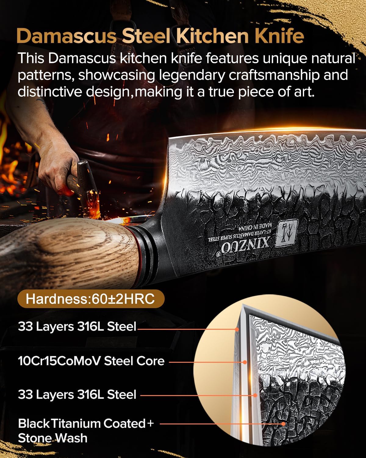 10 Inch Brisket Carving Knife，67-Layer Damascus Steel，Razor Sharp Curved Butcher Breaking Knives For Meat Cutting With White Oak + Red G10 Gasket Handle