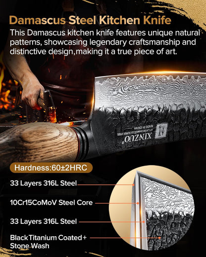 10 Inch Brisket Carving Knife，67-Layer Damascus Steel，Razor Sharp Curved Butcher Breaking Knives For Meat Cutting With White Oak + Red G10 Gasket Handle