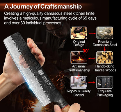 10 Inch Brisket Carving Knife，67-Layer Damascus Steel，Razor Sharp Curved Butcher Breaking Knives For Meat Cutting With White Oak + Red G10 Gasket Handle