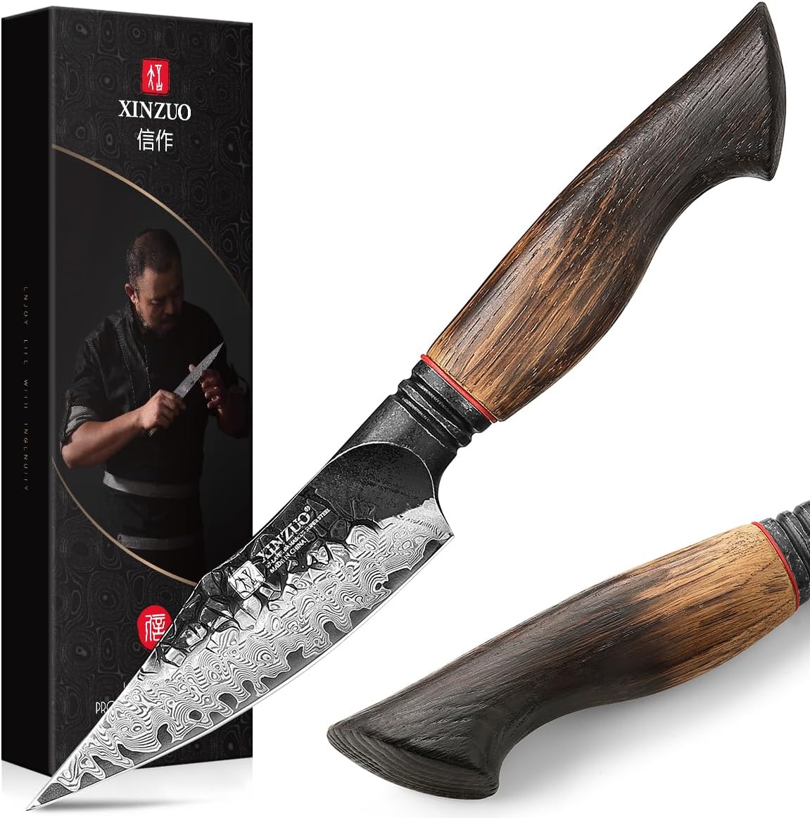 10 Inch Brisket Carving Knife，67-Layer Damascus Steel，Razor Sharp Curved Butcher Breaking Knives For Meat Cutting With White Oak + Red G10 Gasket Handle