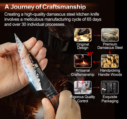 10 Inch Brisket Carving Knife，67-Layer Damascus Steel，Razor Sharp Curved Butcher Breaking Knives For Meat Cutting With White Oak + Red G10 Gasket Handle