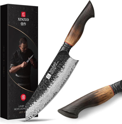 10 Inch Brisket Carving Knife，67-Layer Damascus Steel，Razor Sharp Curved Butcher Breaking Knives For Meat Cutting With White Oak + Red G10 Gasket Handle