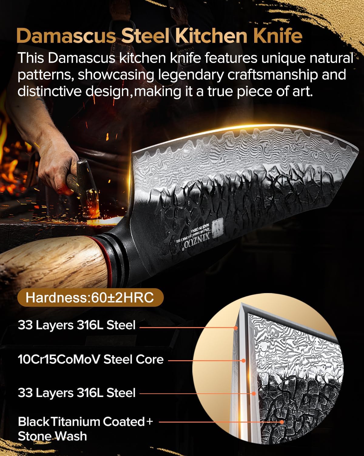 10 Inch Brisket Carving Knife，67-Layer Damascus Steel，Razor Sharp Curved Butcher Breaking Knives For Meat Cutting With White Oak + Red G10 Gasket Handle
