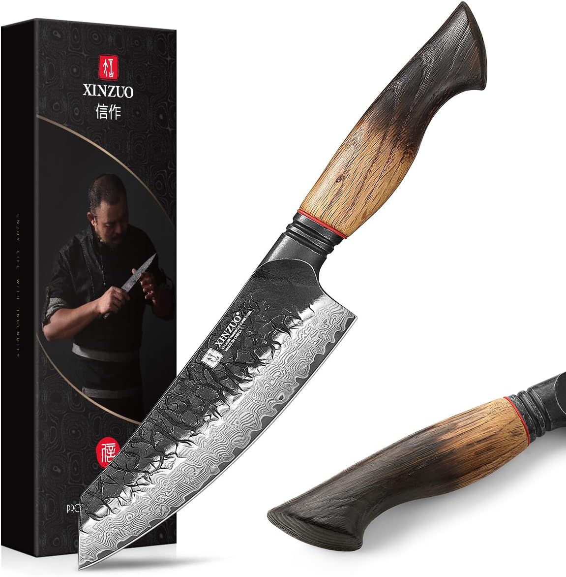 10 Inch Brisket Carving Knife，67-Layer Damascus Steel，Razor Sharp Curved Butcher Breaking Knives For Meat Cutting With White Oak + Red G10 Gasket Handle