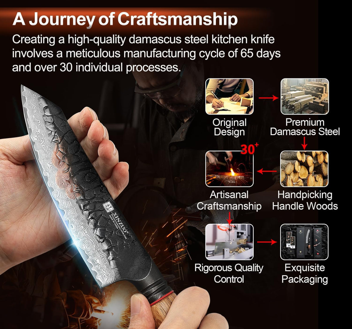 10 Inch Brisket Carving Knife，67-Layer Damascus Steel，Razor Sharp Curved Butcher Breaking Knives For Meat Cutting With White Oak + Red G10 Gasket Handle