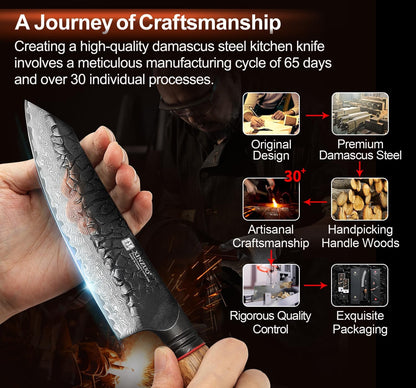 10 Inch Brisket Carving Knife，67-Layer Damascus Steel，Razor Sharp Curved Butcher Breaking Knives For Meat Cutting With White Oak + Red G10 Gasket Handle