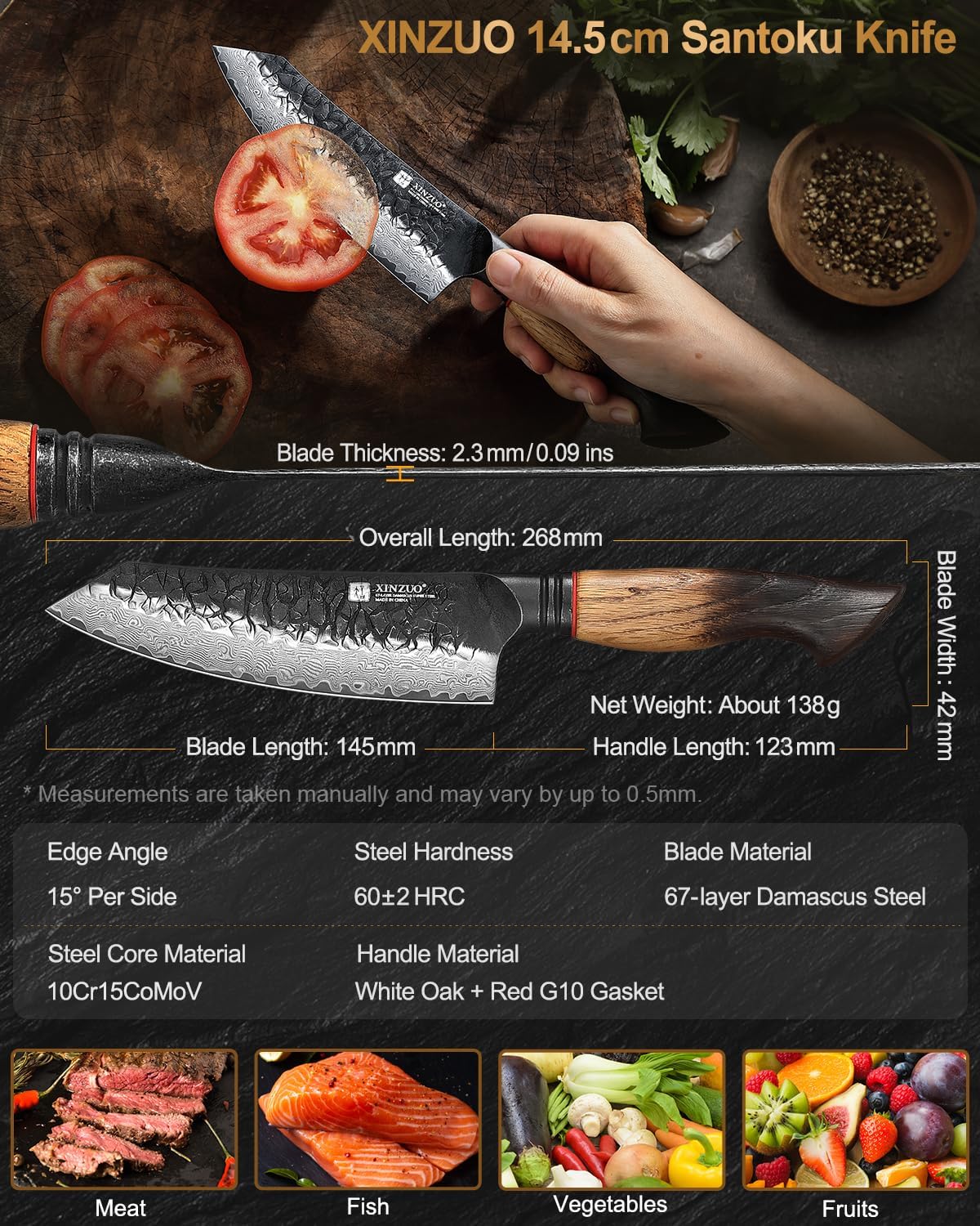 10 Inch Brisket Carving Knife，67-Layer Damascus Steel，Razor Sharp Curved Butcher Breaking Knives For Meat Cutting With White Oak + Red G10 Gasket Handle