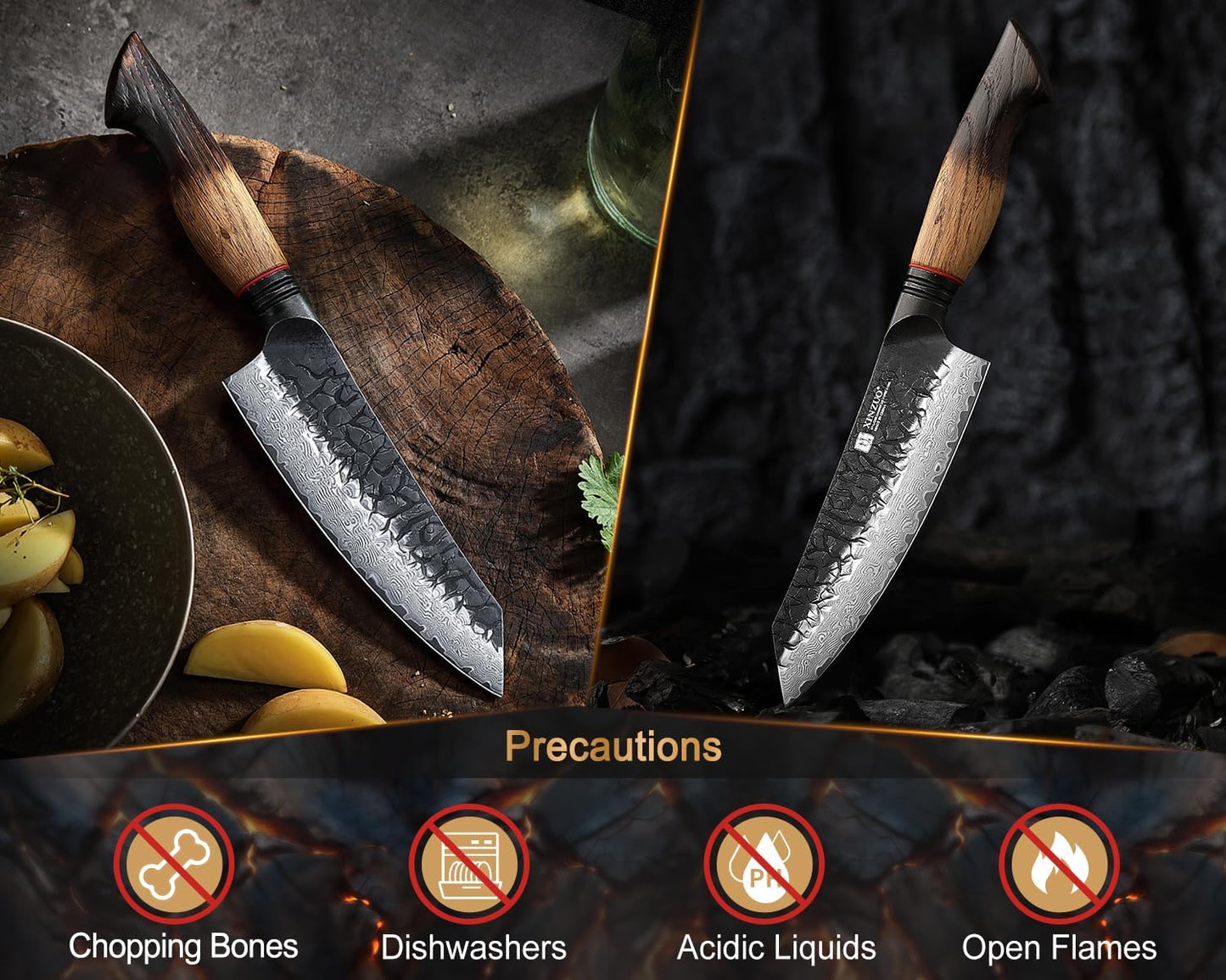 10 Inch Brisket Carving Knife，67-Layer Damascus Steel，Razor Sharp Curved Butcher Breaking Knives For Meat Cutting With White Oak + Red G10 Gasket Handle