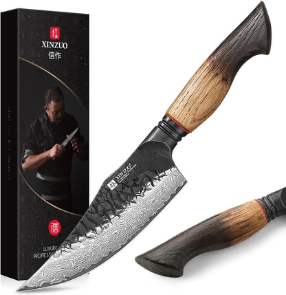 10 Inch Brisket Carving Knife，67-Layer Damascus Steel，Razor Sharp Curved Butcher Breaking Knives For Meat Cutting With White Oak + Red G10 Gasket Handle