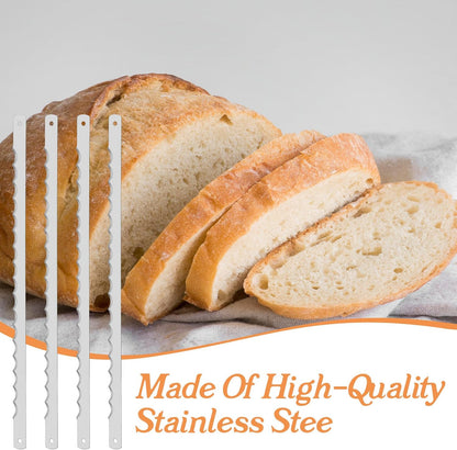 8 Pack Bread Knife Blades Replacement, 10.75" Serrated Stainless Steel Bread Slicer Blades with Safety Guards and Screws, DIY Bread Lame Cutter Blades for Homemade Sourdough Cakes