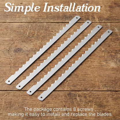 8 Pack Bread Knife Blades Replacement, 10.75" Serrated Stainless Steel Bread Slicer Blades with Safety Guards and Screws, DIY Bread Lame Cutter Blades for Homemade Sourdough Cakes