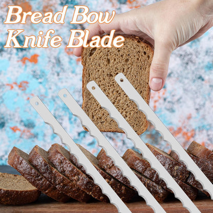 8 Pack Bread Knife Blades Replacement, 10.75" Serrated Stainless Steel Bread Slicer Blades with Safety Guards and Screws, DIY Bread Lame Cutter Blades for Homemade Sourdough Cakes