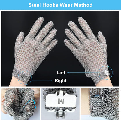 Chainmail Gloves Cut Resistant Glove Food Grade Cut Proof Stainless Steel Metal Mesh Butcher Gloves