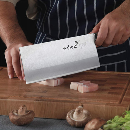8-inch Professional Cleaver - Stainless Steel Meat & Vegetable Knife with Non-stick Finish and Anti-slip Wooden Handle