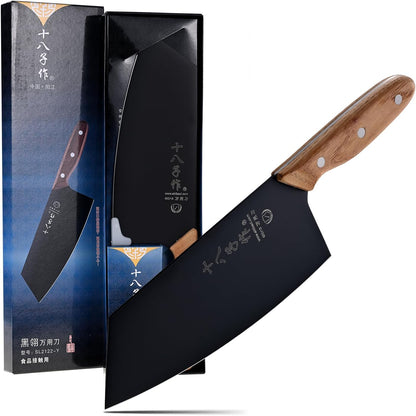 8-inch Professional Cleaver - Stainless Steel Meat & Vegetable Knife with Non-stick Finish and Anti-slip Wooden Handle