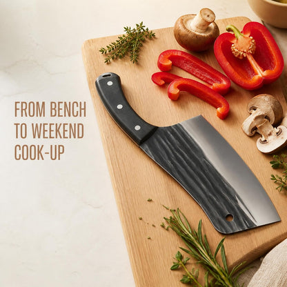 8-inch Professional Cleaver - Stainless Steel Meat & Vegetable Knife with Non-stick Finish and Anti-slip Wooden Handle