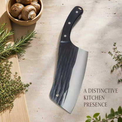 8-inch Professional Cleaver - Stainless Steel Meat & Vegetable Knife with Non-stick Finish and Anti-slip Wooden Handle