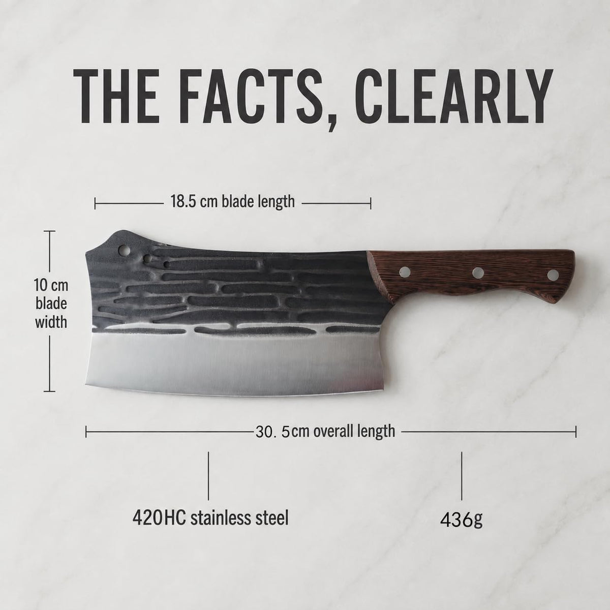 8-inch Professional Cleaver - Stainless Steel Meat & Vegetable Knife with Non-stick Finish and Anti-slip Wooden Handle