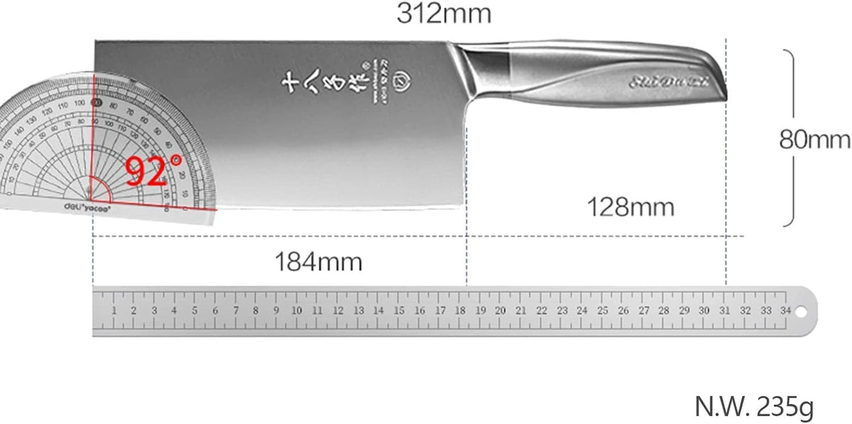 8-inch Professional Cleaver - Stainless Steel Meat & Vegetable Knife with Non-stick Finish and Anti-slip Wooden Handle