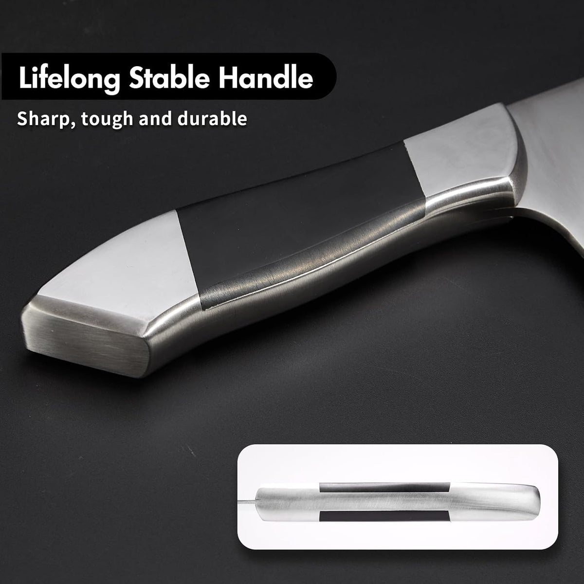 8-inch Professional Cleaver - Stainless Steel Meat & Vegetable Knife with Non-stick Finish and Anti-slip Wooden Handle