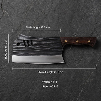 8-inch Professional Cleaver - Stainless Steel Meat & Vegetable Knife with Non-stick Finish and Anti-slip Wooden Handle