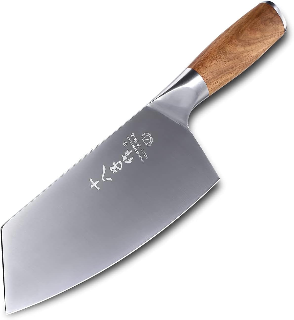8-inch Professional Cleaver - Stainless Steel Meat & Vegetable Knife with Non-stick Finish and Anti-slip Wooden Handle