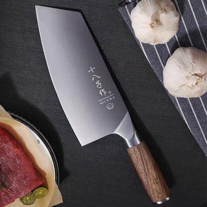 8-inch Professional Cleaver - Stainless Steel Meat & Vegetable Knife with Non-stick Finish and Anti-slip Wooden Handle