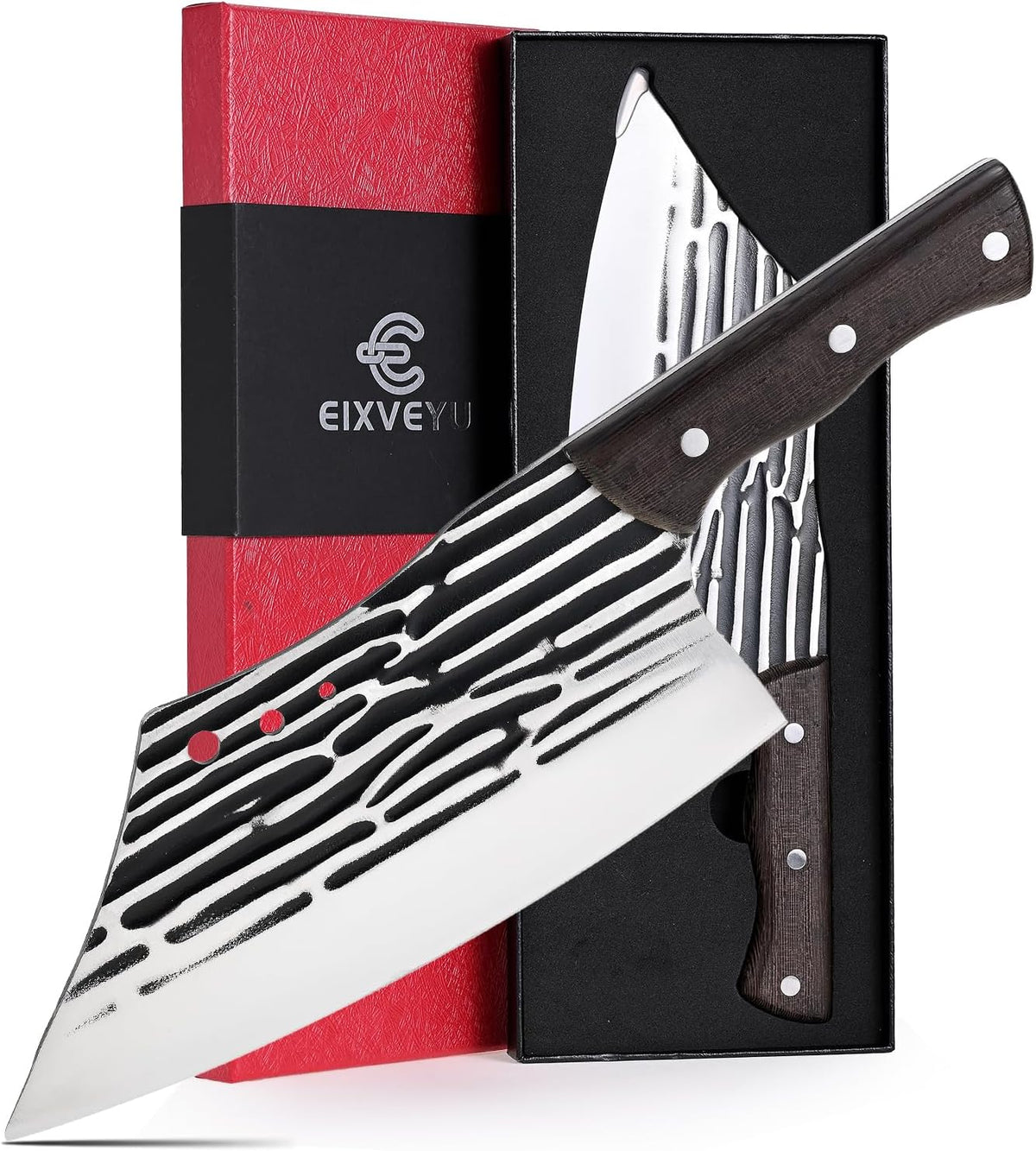 8-inch Professional Cleaver - Stainless Steel Meat & Vegetable Knife with Non-stick Finish and Anti-slip Wooden Handle