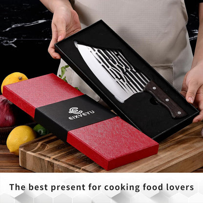 8-inch Professional Cleaver - Stainless Steel Meat & Vegetable Knife with Non-stick Finish and Anti-slip Wooden Handle