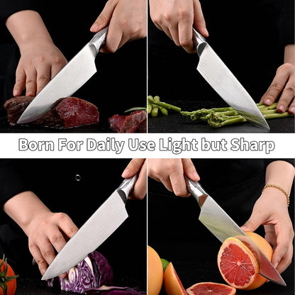 8-inch Professional Cleaver - Stainless Steel Meat & Vegetable Knife with Non-stick Finish and Anti-slip Wooden Handle