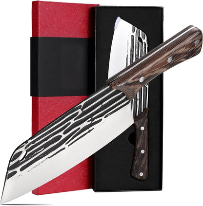 8-inch Professional Cleaver - Stainless Steel Meat & Vegetable Knife with Non-stick Finish and Anti-slip Wooden Handle