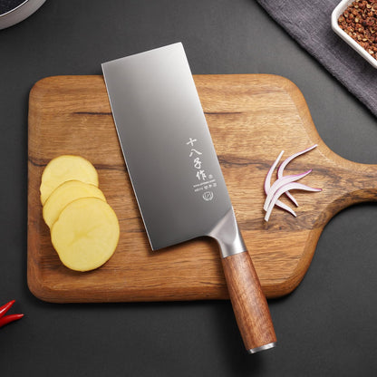 8-inch Professional Cleaver - Stainless Steel Meat & Vegetable Knife with Non-stick Finish and Anti-slip Wooden Handle