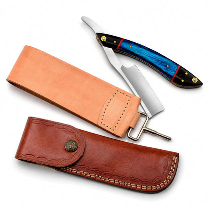 Professional straight razor with leather strop | 100% Stainless Steel