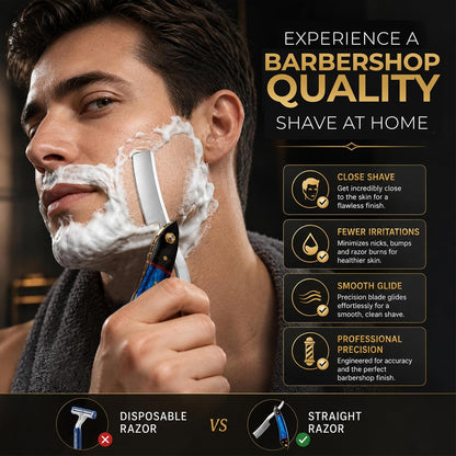 Professional straight razor with leather strop | 100% Stainless Steel