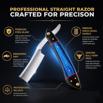 Professional straight razor with leather strop | 100% Stainless Steel